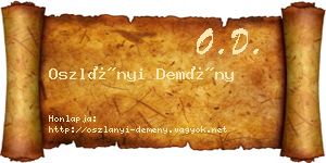 Oszlányi Demény névjegykártya